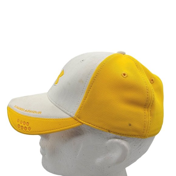 Under Armour Yellow White Large Athletic Hat Cap Outdoors Casual Comfort - Picture 2 of 9